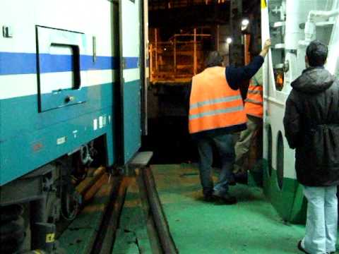 Railway ferry arriving at Messina Marittima