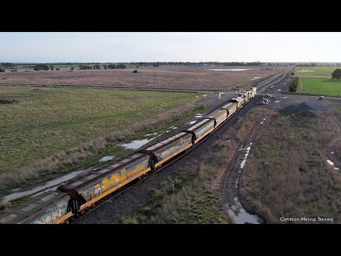 9147 Broad Gauge Pacific National Grain Train Crosses The Overland (21/8/2022) - PoathTV Railways