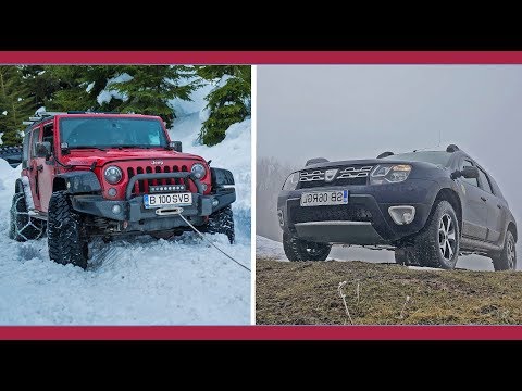 Jeep Rubicon on MTs (axles) versus Dacia Duster on ATs (independent)