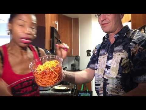 The Veggie Bullet Surprise --Sweet Potato Spaghetti Challenge--OleAndEP