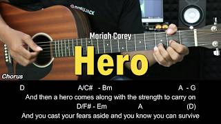 Hero - Mariah Carey | EASY Guitar Tutorial with Chords / Lyrics - Guitar Lessons