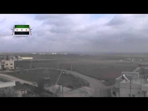 استهداف دبابة لقوات النظام بصاروخ تاو من قبل الجيش الحر في كفر شمس في محافظة درعا