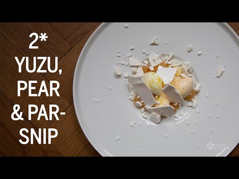 2 Michelin star DESSERT with YUZU, PEAR & PARSNIP at Louis Restaurant in Germany