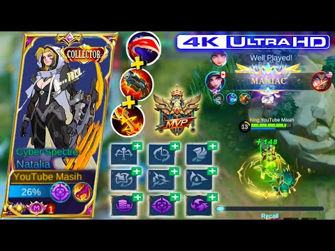 4K - NATALIA AGGRESSIVE BUILD FOR MANIAC SOLO RANKED !  BEST EMBLEM AND BULID SET 2023 | MLBB