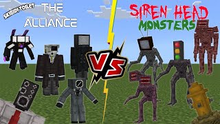 The Alliance [Skibidi Toilet] VS Siren Head Monsters (Minecraft PE)