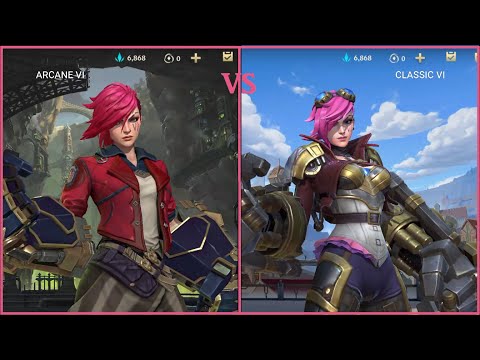 LOL Wild Rift - Arcane Vi  Vs Classic Vi (Skin Comparison)