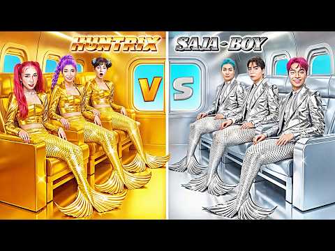 KPop Demon Hunters Golden Couple vs Silver Couple in a Mystical Airplane! Huntrix & Saja Boys