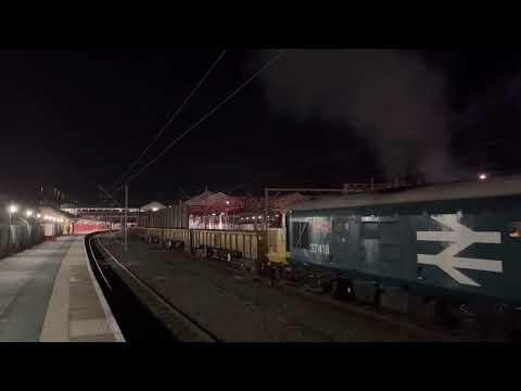 37418 departing Crewe working 6K40 Pinnox to Crewe BH on 04/03/22.