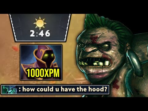 WTF 2Mins Hood!!! First 1000XPM (Immortal Rank) Pudge in 7.30d