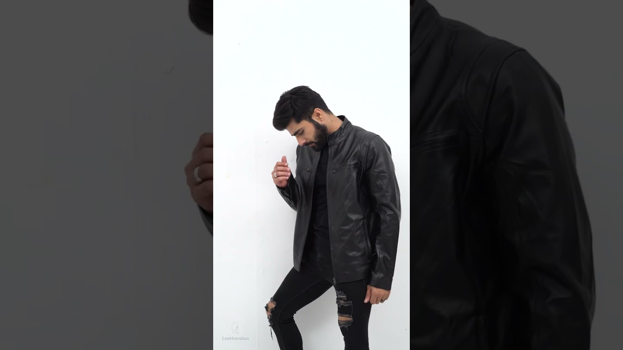 Raul Slim-Fit Ionic Black Leather Jacket - LeathersInn