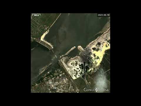 Zaporizhzhia Nuclear Power Plant and surrounding areas; timelapse + satellite