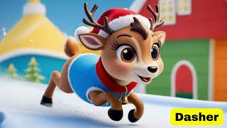 Names of 9 Santa's Reindeer | Fun Christmas Song For Kids