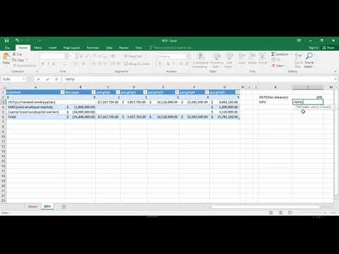 NPV() funksiyası MS Excel-də