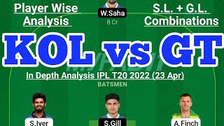 KOL vs GT Fantasy Team Prediction | KKR vs GT IPL T20 23 Apr | KOL vs GT Today Match Prediction