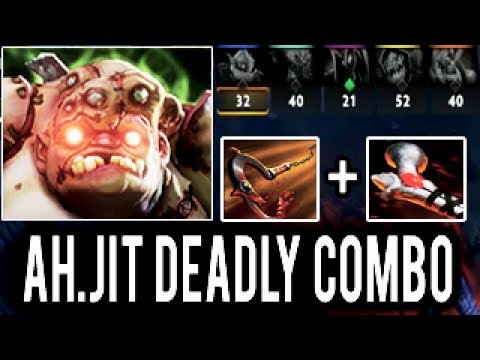 Pro Pudge Impossible Hook and Rod of Atos Trick by Ah.Jit Epic MMR Gameplay Patch 7.06 Dota 2
