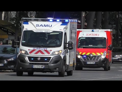 Ambulances and Police Responding with Code 3 in Paris