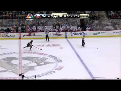 Colin McDonald boarding major on Ben Lovejoy 29 Jan 2013 NY Islanders vs Pittsburgh Penguins NHL