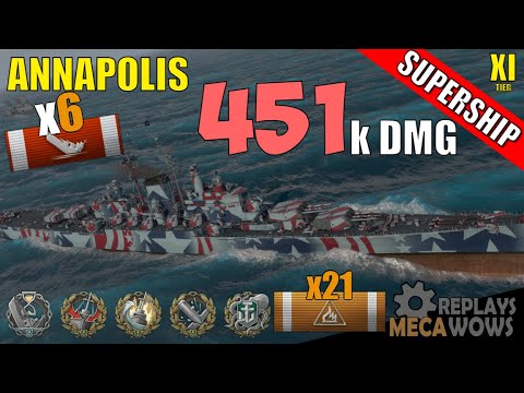 DAMAGE RECORD! Annapolis 451k Damage & 6 Kills | World of Warships Gameplay