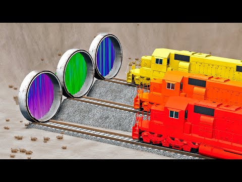 Trains vs Portal Trap – BeamNG.Drive