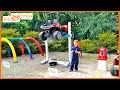 Gas station action: fixing ATV, tow truck rescue, fuel trash truck, car wash. Educational | Kid Crew