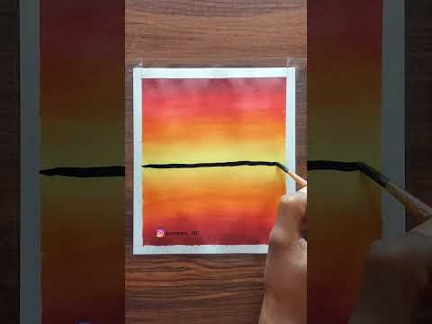 sunset painting with watercolor easy#shorts