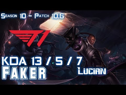 T1 Faker LUCIAN vs AATROX Mid - Patch 10.6 KR Ranked