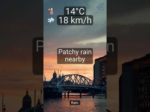 Amsterdam: Today’s highlights → Patchy rain nearby, 14°C, wind 18 km/h