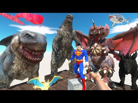 FPS Avatar Rescue Superman and Fights Godzilla,Megalodon-rex - Animal Revolt Battle Simulator