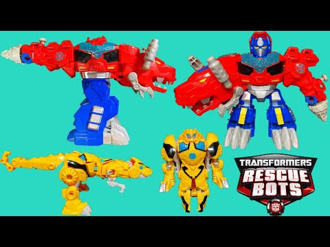 Transformers Rescue Bots Dinobots with lights and sounds! Optimus Prime and Bumblebee!