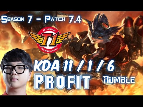 SKT T1 Profit RUMBLE vs POPPY Top - Patch 7.4 KR Ranked