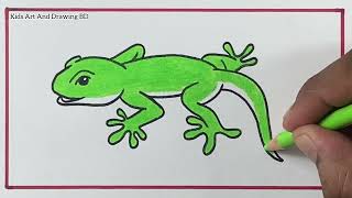 Easy Lizard 🦎 Drawing for kids | Step-by-Step Tutorial