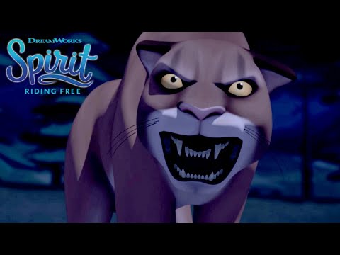 Spirit & Lucky Fend Off a Mountain Lion | SPIRIT RIDING FREE | Netflix