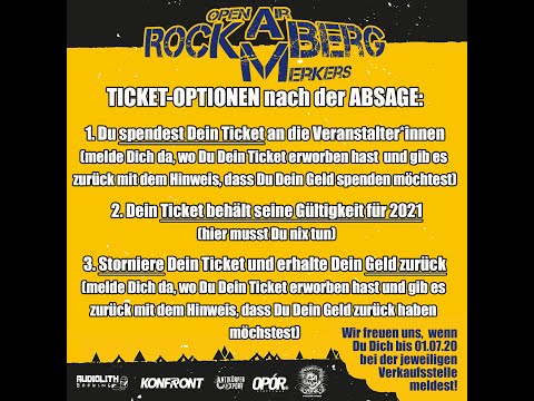 Das Rock am Berg Thema- Ticket-Rückabwicklung 20/21
