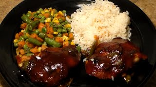 Easy Quick Dinner Recipe For College Dorm Students & Beginners: BBQ Chicken, Mixed Vegetables & Rice