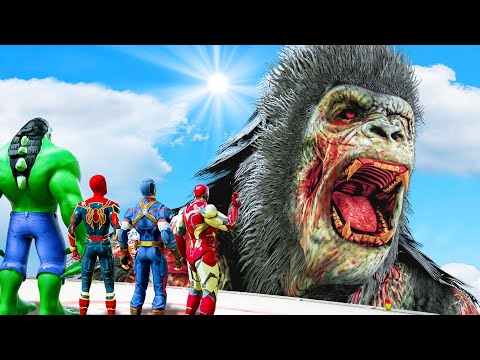 THE MARVEL AVENGERS VS GIANT ZOMBIE KING KONG | BATTLE SCENE
