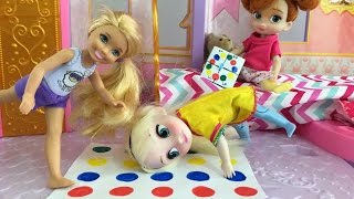 Sleepover! Elsa & Anna Slumber Party at Chelsea & Barbie's Doll House! Fun Games Food & Movie Time!