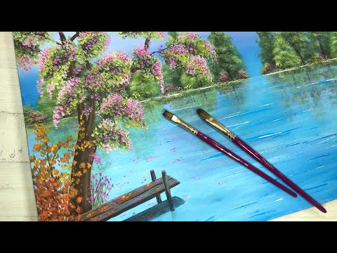Painting Reflections in a lake / Acrylic painting technique