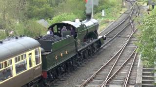 preview picture of video 'ex GWR 2-8-0 no 2857 at Highley on 5-5-2014'