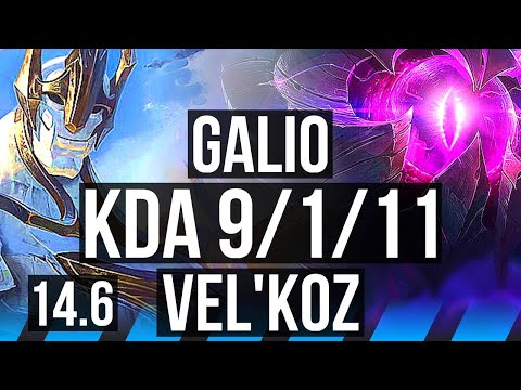GALIO vs VEL'KOZ (MID) | 9/1/11, Dominating | EUW Master | 14.6