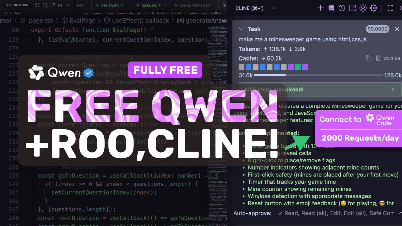 Free Unlimited Qwen-3 Coder API + Roo,Cline,OpenCode: This is the BEST FREE AI Coder Right Now!