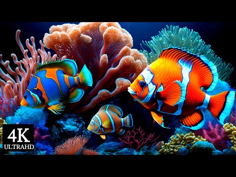 Aquarium 4K VIDEO (ULTRA HD) - Beautiful Coral Reef Fish - Sleep Relaxing Meditation Music