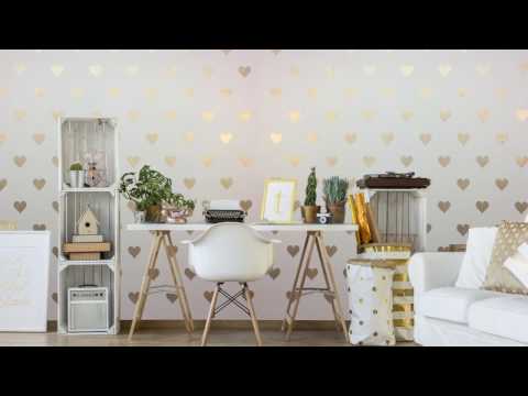 DIY Heart Mural with Hearts Allover Stencils - DIY...