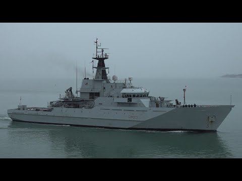 Royal Navy patrol ship 'HMS Mersey' returning to Portsmouth ⚓️ 🇬🇧