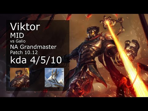 Viktor vs Galio Mid - NA Grandmaster 4/5/10 Patch 10.12 Gameplay