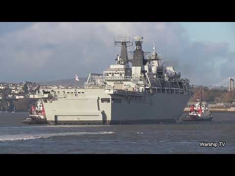 HMS ALBION ENTERS DEVONPORT NAVAL BASE AFTER HER MEDITERRANAEN DEPLOYMENT - 4th December 2020