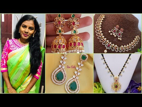1gram gold jewellery with price/Varshita Collection jewellery haul/Cz Stone Choker Design/Amulya