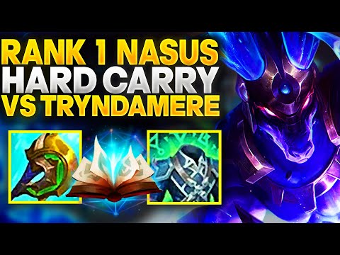 Rank 1 Nasus Insane Thriller Hard Carry vs Tryndamere Top | Carnarius | League of Legends