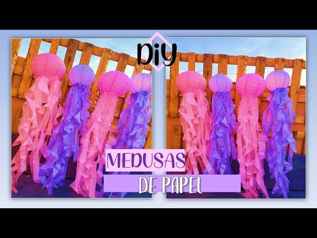 Vídeo relacionado con 8 farolillos de papel de medusas para decoración de cumpleaños, fiestas, sirenas, cumpleaños, decoración de temática de océano