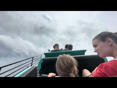 On-ride point of view of Phantom's Revenge