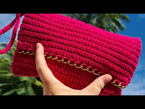 Clutch de crochê com corrente  - TUTORIAL COMPLETO- DIY